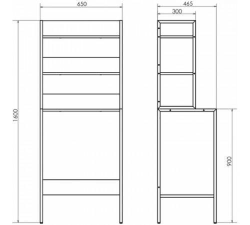 Стеллаж Comforty 65 00-00011164 над стиральной машиной Бетон светлый