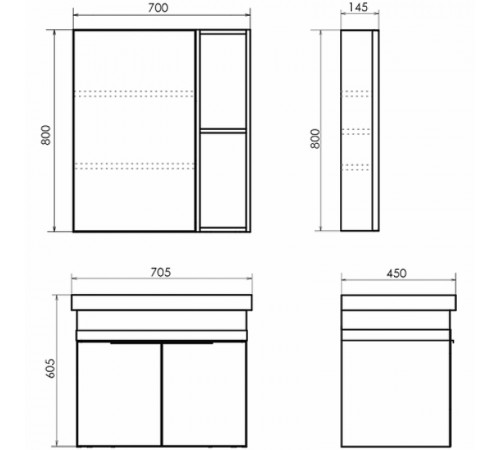 Зеркальный шкаф Comforty Соло 70 00-00011589 Дуб темно-коричневый