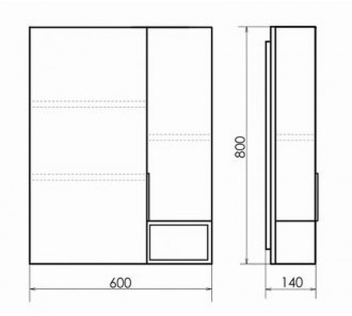 Зеркальный шкаф Comforty Франкфурт 60 00-00004331 Бетон светлый Черное матовое