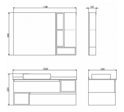 Тумба с раковиной Comforty Прага 120 00-00013222 подвесная Дуб белый