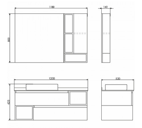 Тумба с раковиной Comforty Прага 120 00-00013221 подвесная Дуб белый