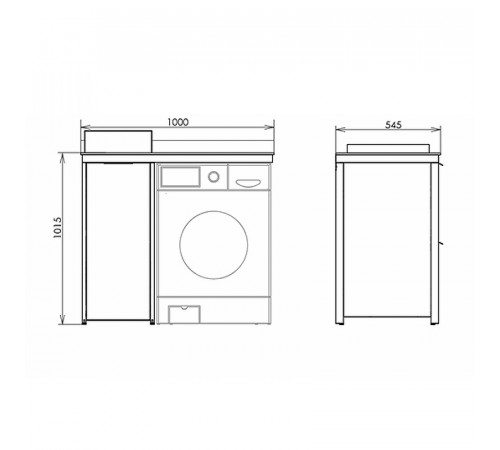 Тумба с раковиной Comforty Лозанна 100 00-00013800 под стиральную машину Белая глянцевая Калакатта Блэк