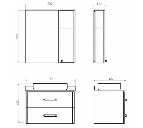 Зеркало со шкафом Comforty Амстердам 75 00004144209 Белый глянец