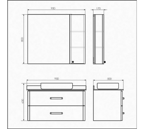 Зеркало со шкафом Comforty Амстердам 95 00004143986 Белый глянец