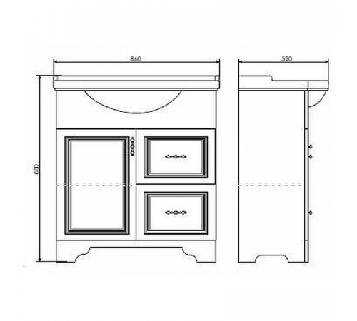 Тумба с раковиной Comforty Севилья 85 00-00003083 Слоновая кость