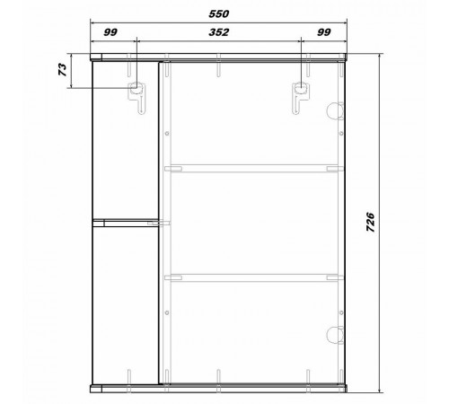 Зеркальный шкаф Sanstar Universal 55 218.1-2.4.1. Белый