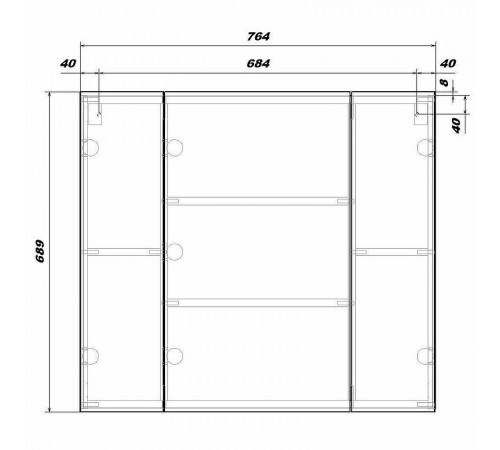 Зеркальный шкаф Sanstar Universal 80 150.1-2.4.1. Белый