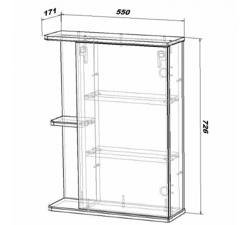 Зеркальный шкаф Sanstar Universal 55 218.1-2.4.1. Белый