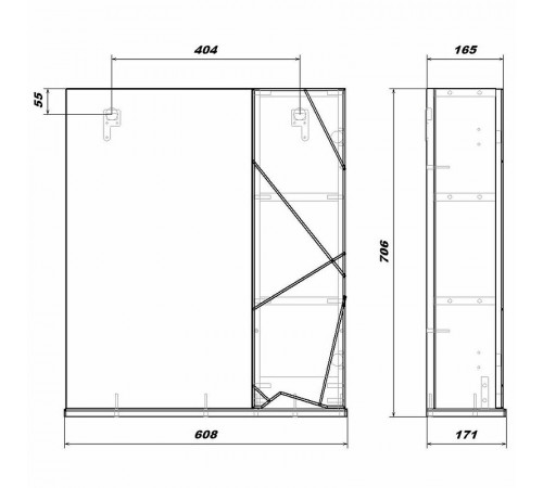 Зеркало со шкафом Sanstar Каскад 60 273.1-2.4.1. Белое