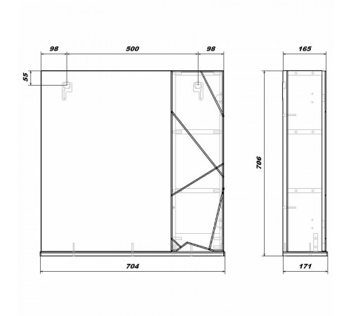 Зеркало со шкафом Sanstar Каскад 70 274.1-2.4.1. Белое