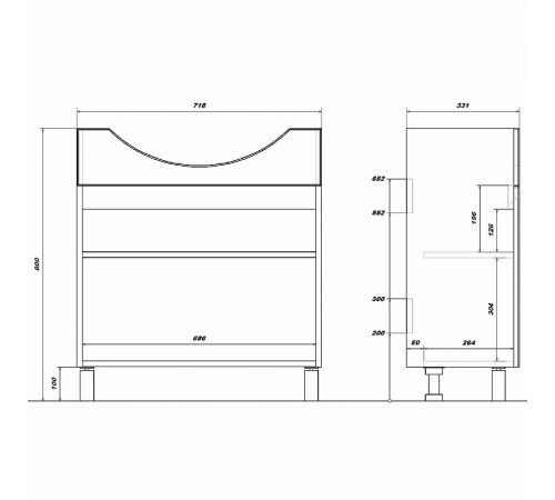 Тумба под раковину Sanstar Bianco 75 238.1-1.5.1. Белая