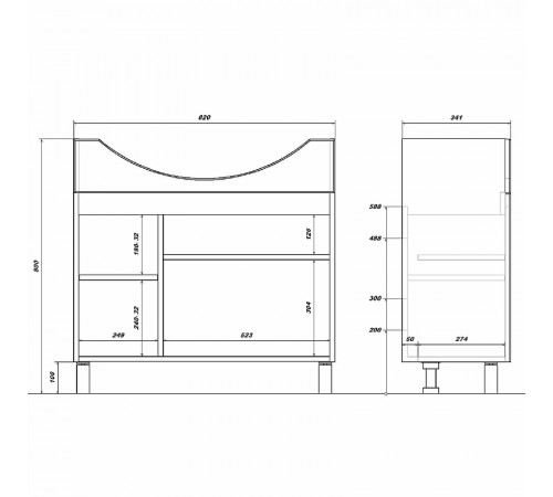 Тумба под раковину Sanstar Bianco 85 239.1-1.5.1. Белая