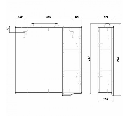 Зеркало со шкафом Sanstar Bianco 70 165.1-2.5.1. с подсветкой Белое