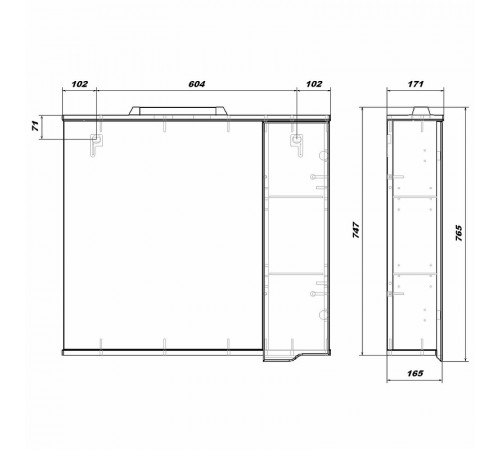 Зеркало со шкафом Sanstar Bianco 80 152.1-2.5.1. с подсветкой Белое