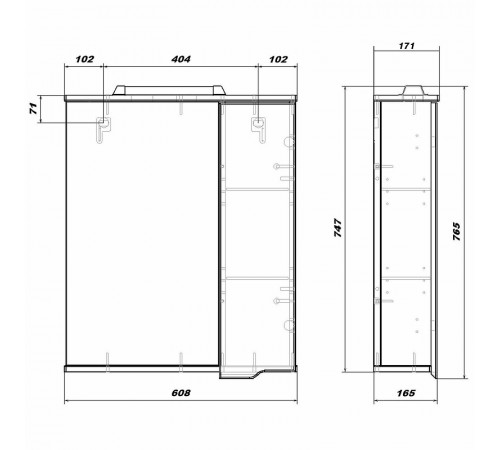 Зеркало со шкафом Sanstar Bianco 60 151.1-2.5.1. с подсветкой Белое