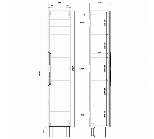 Шкаф пенал Sanstar Lanciano 33 307.1-3.5.1. Белый