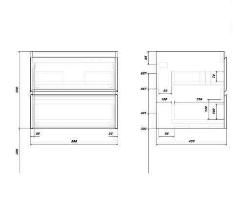 Тумба под раковину Sanstar Arista 60 256.1-1.5.1. подвесная Белая