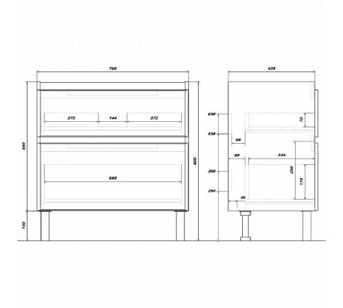 Тумба под раковину Sanstar Riana 80 302.1-1.5.1. Белая