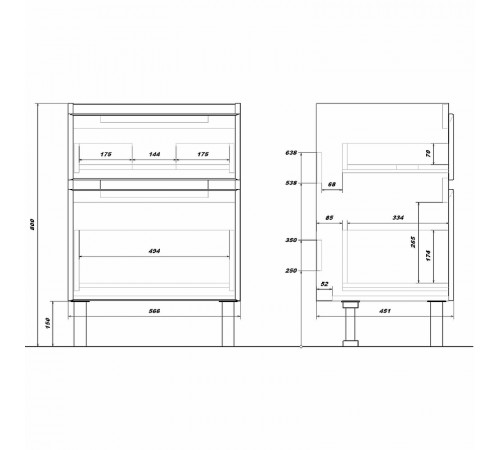 Тумба под раковину Sanstar Riana 60 301.1-1.5.1. Белая