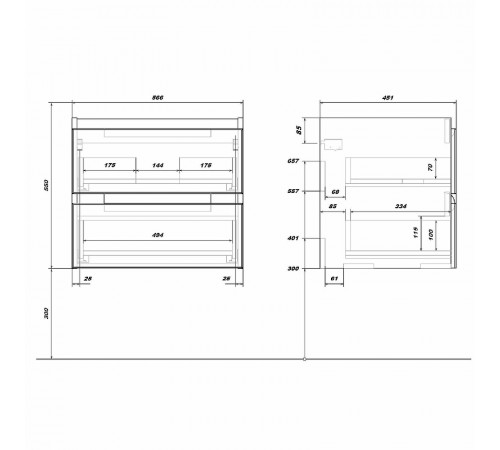 Тумба под раковину Sanstar Riana 60 288.1-1.5.1. подвесная Белая