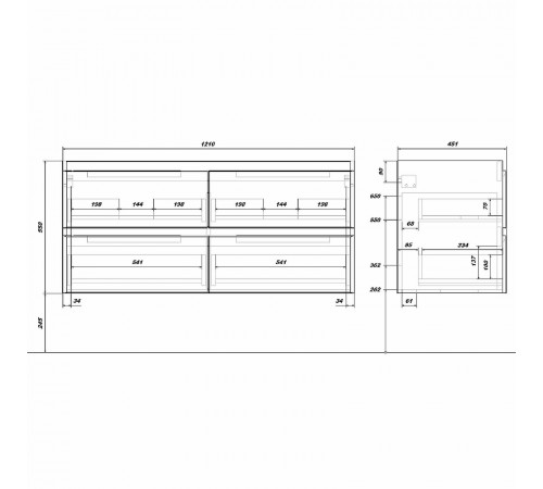 Тумба под раковину Sanstar Riana 125 317.1-1.5.1. подвесная Белая