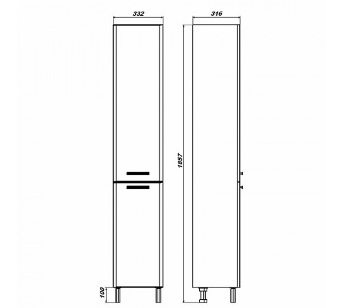 Шкаф пенал Sanstar Аура 33 300.1-3.4.1. Белый