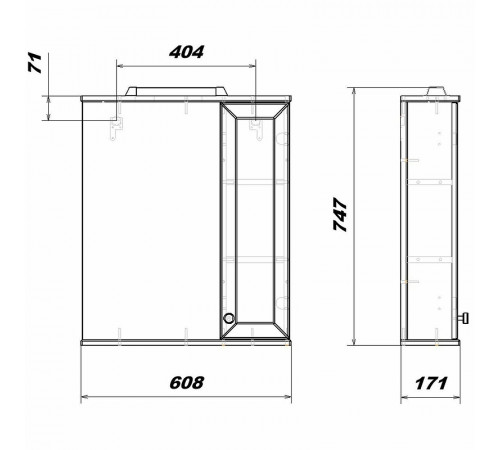 Зеркало со шкафом Sanstar Бриз 60 13.1-2.4.1. с подсветкой Белое