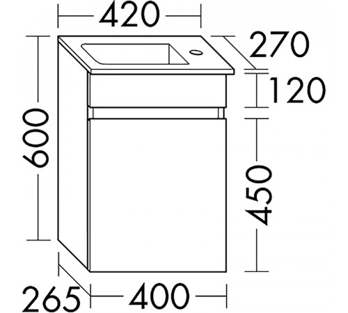 Тумба с раковиной Burgbad Lin20 40 SGIE042LF5351C0001*1 подвесная Белая матовая