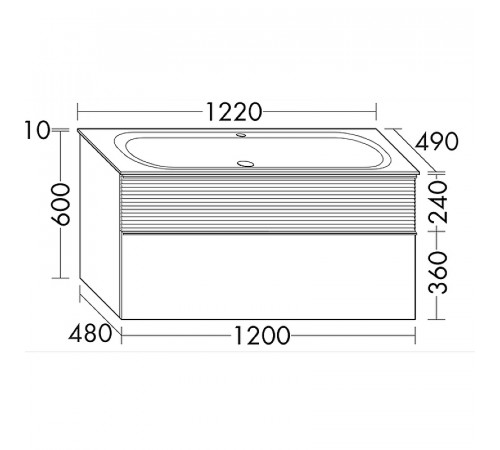 Тумба с раковиной Burgbad Fiumo 120 SFXN122F3958FOT52G0200C0001*1 подвесная Tectona Dekor Zimt Graphit Softmatt