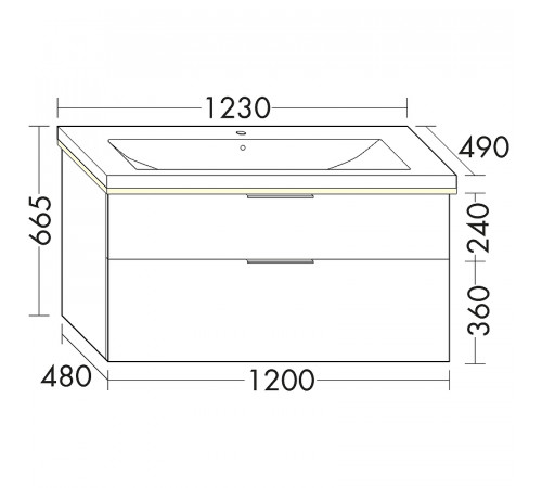 Тумба с раковиной Burgbad Eqio 123 SEZA123F2009C0001*1 подвесная Белая глянцевая