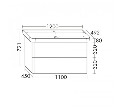 Тумба с раковиной Burgbad Iveo 120 SFEN120F2833G0161C0001*1 подвесная Белая глянцевая