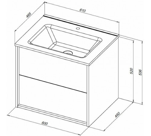 Тумба под раковину Aquanet Lino 60 Flat 287541 подвесная Дуб Веллингтон