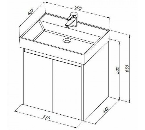 Тумба с раковиной Aquanet Nova Lite 60 302525 подвесная Дуб рустикальный