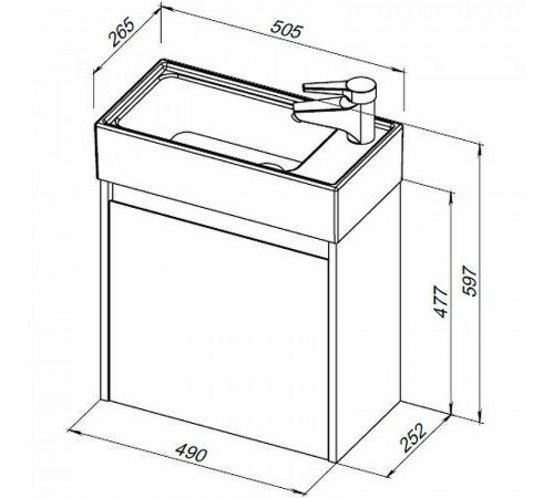 Тумба с раковиной Aquanet Nova Lite 50 302522 подвесная Белый глянец