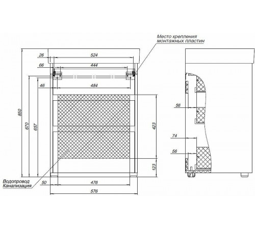 Тумба под раковину Aquanet Nova Lite 60 302469 Белый глянец