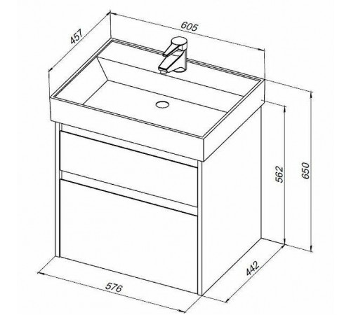 Тумба с раковиной Aquanet Nova Lite 60 305236 подвесная Орех светлый