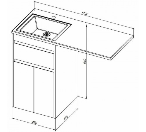 Тумба с раковиной Aquanet Токио 110 R 239207 Белая