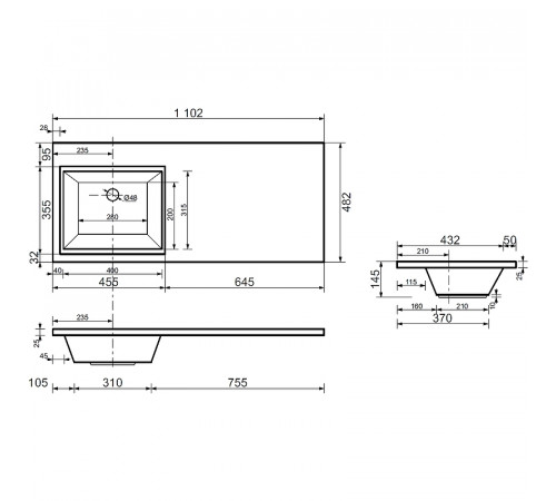 Тумба с раковиной Aquanet Токио 110 R 239207 Белая