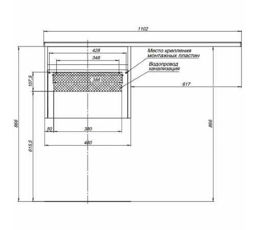 Тумба с раковиной Aquanet Токио 110 R 239209 подвесная Белая