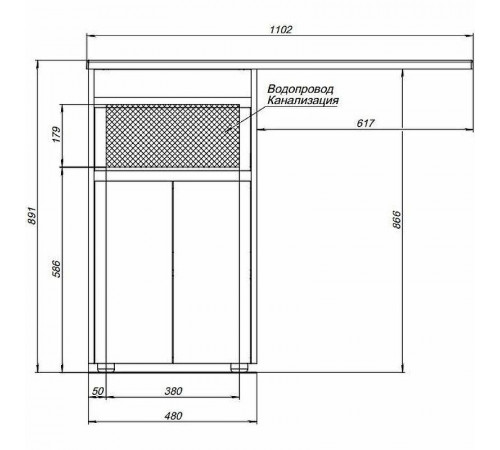 Тумба с раковиной Aquanet Токио 110 R 239207 Белая