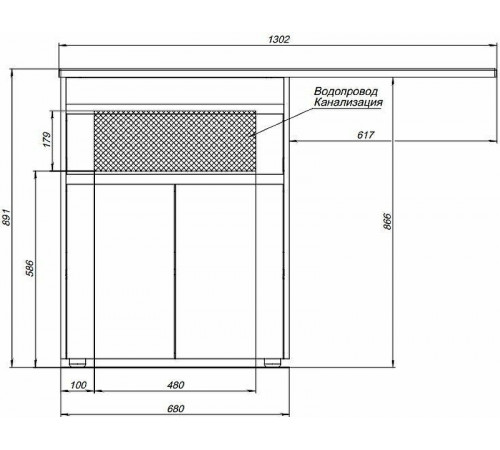 Тумба с раковиной Aquanet Токио 130 R 239216 Белая