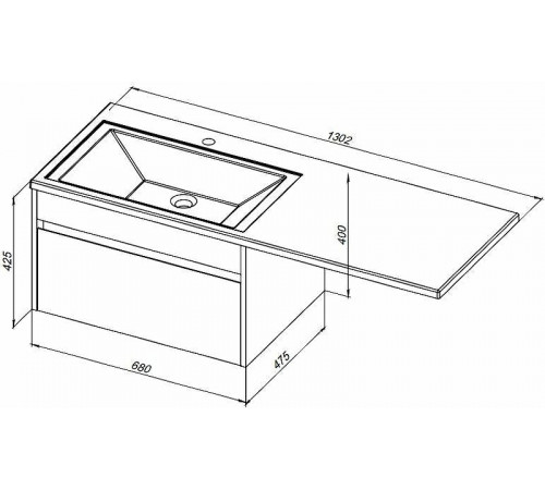 Тумба с раковиной Aquanet Токио 130 R 239218 подвесная Белая