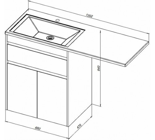 Тумба с раковиной Aquanet Токио 130 R 239216 Белая