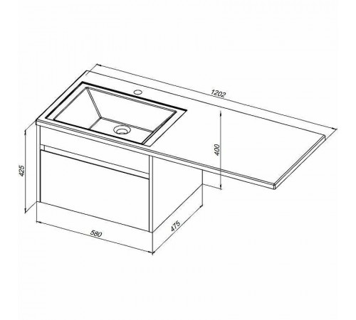 Тумба с раковиной Aquanet Токио 120 R 239213 подвесная Белая