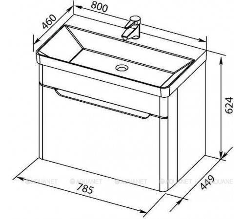 Тумба с раковиной Aquanet София 80 212587 подвесная Белый глянец