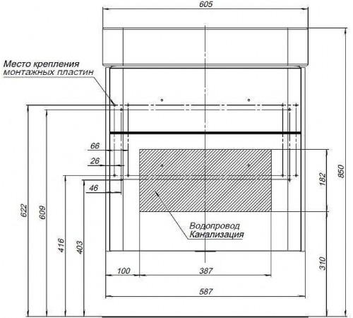 Тумба с раковиной Aquanet Виченца 60 212665 Белая