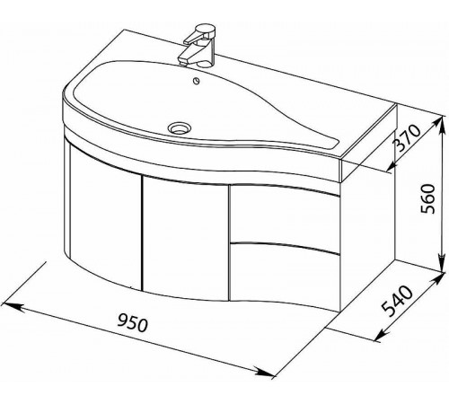 Тумба с раковиной Aquanet Сопрано 95 L 212998 подвесная Белая