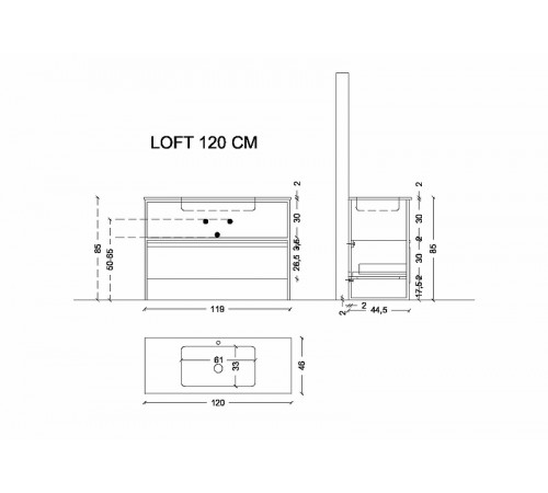 Тумба Boheme Armadi Art Loft 120 894-120-W подвесная Белая