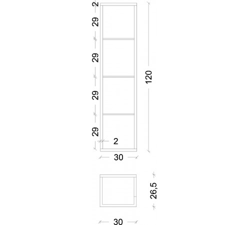 Шкаф пенал Boheme Armadi Art Loft 30 896-D подвесной Dark wood