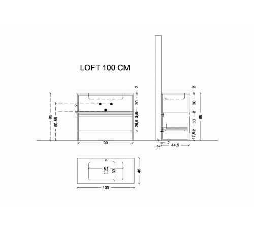 Тумба Boheme Armadi Art Loft 100 894-100-A подвесная Антрацит